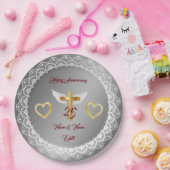 ハッピンカスタマイズグ・シルバーレース記念日 ペーパープレート (パーティー)