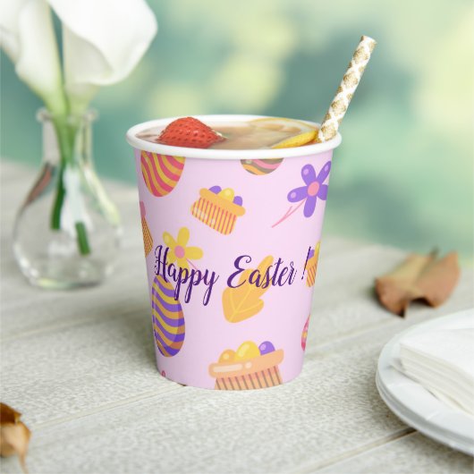 ハッピンカスタマイズプ・パープル・イースター 紙コップ (インサイチュ)