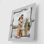 ハッピンカスタムグ年記念シルバモダンーグレイ スクエア壁時計 (傾斜)