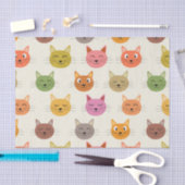 ハッピンカラフルグ猫のパターン 薄葉紙 (クラフト)