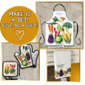 ハッピンカラフルチェット野菜きのこコラージュ 鍋つかみ&鍋敷きセット