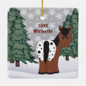 ハッピンパーソナライズされたグホリデーズアパルーサホース セラミックオーナメント (裏面)