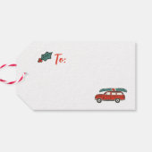 ハッピンパーソナライズされたグホリデーズレッドワゴンクリスマス ギフトタグ (裏面横)