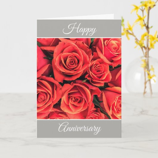 ハッピンパーソナライズされたグ記念日バラグリーティングカード カード (黄色い花)