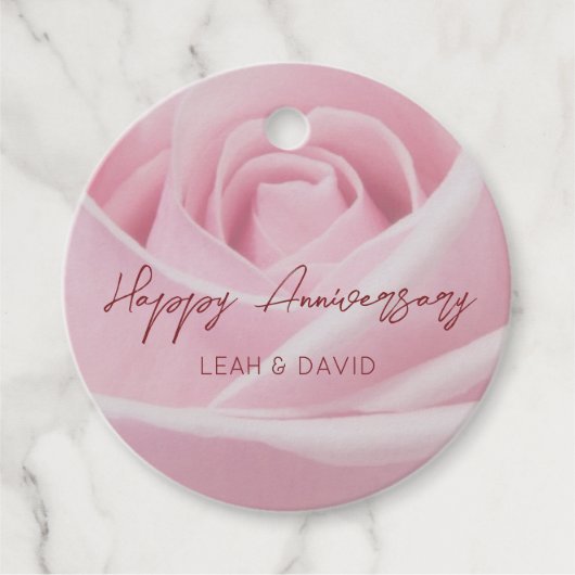 ハッピンパーソナライズされたグ・アニバーサリーピンク・ローズ フェイバータグ (正面)