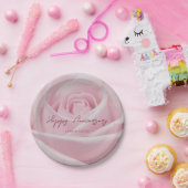 ハッピンパーソナライズされたグ・アニバーサリーピンク・ローズ ペーパープレート (パーティー)