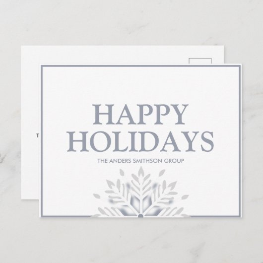 ハッピンモダングホリデーズスノーフレークビジネスホワイト ポストカード (正面/裏面)