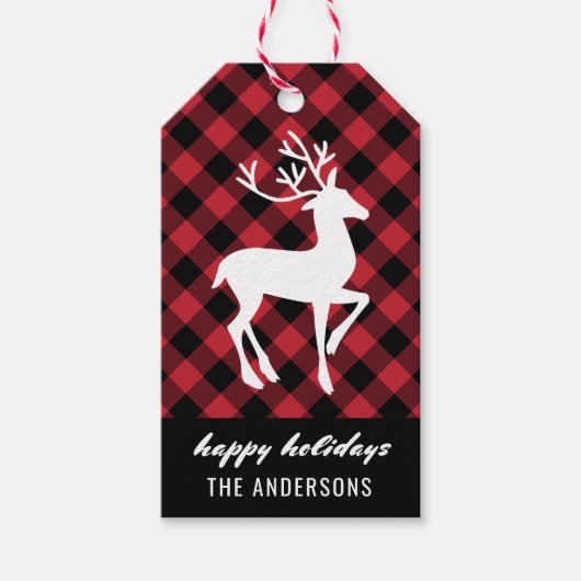ハッピンモダングホリデーズトナディアレッドバッファロープレイド ギフトタグ (正面)