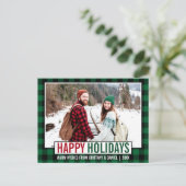 ハッピンモダングホリデーズフォトグリーンプレイド ポストカード (スタンド正面)