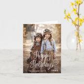 ハッピンモダングホリデー写真クリスマスグリーティング カード (黄色い花)