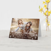 ハッピンモダングホリデー写真クリスマスグリーティング カード (黄色い花)