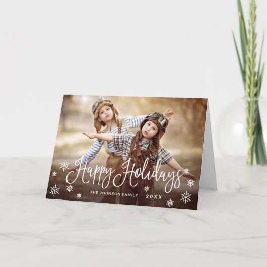 ハッピンモダングホリデー写真クリスマスグリーティング カード (正面)