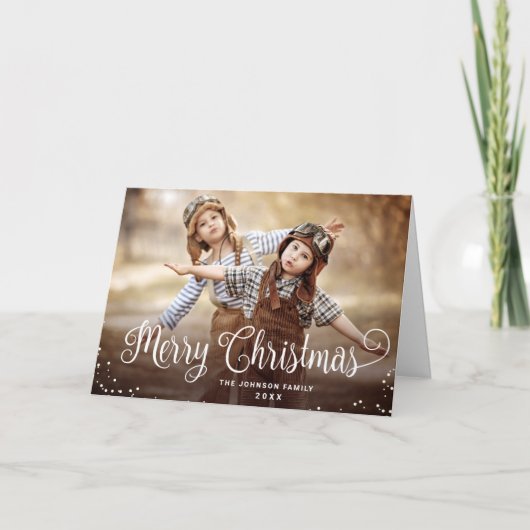 ハッピンモダングホリデー写真クリスマスグリーティング カード (正面)