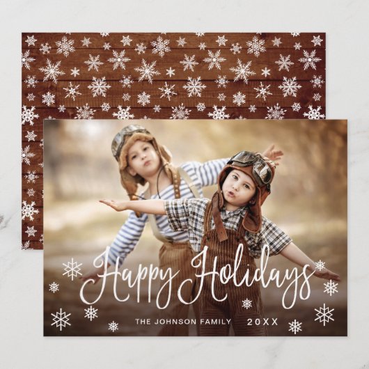 ハッピンモダングホリデー写真クリスマスグリーティング シーズンカード (正面/裏面)