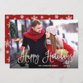 ハッピンモダングホリデー写真クリスマスグリーティング シーズンカード (正面/裏面)