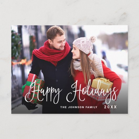 ハッピンモダングホリデー写真クリスマスグリーティング ポストカード (正面)