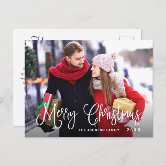 ハッピンモダングホリデー写真クリスマスグリーティング ポストカード (正面/裏面)