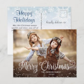ハッピンモダングホリデー写真クリスマスグリーティング ポストカード (正面/裏面)