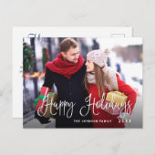 ハッピンモダングホリデー写真クリスマスグリーティング ポストカード (正面/裏面)