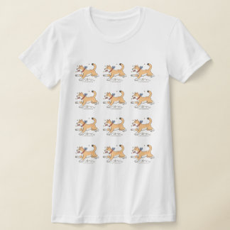 ハッピンランニンググの茶色いハチ公の犬 Tシャツ