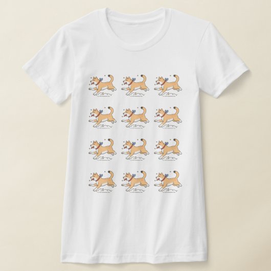 ハッピンランニンググの茶色いハチ公の犬 Tシャツ (レイダウン)