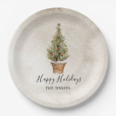 ハッピン素朴グホリデーズクリスマスツリー ペーパープレート (正面)