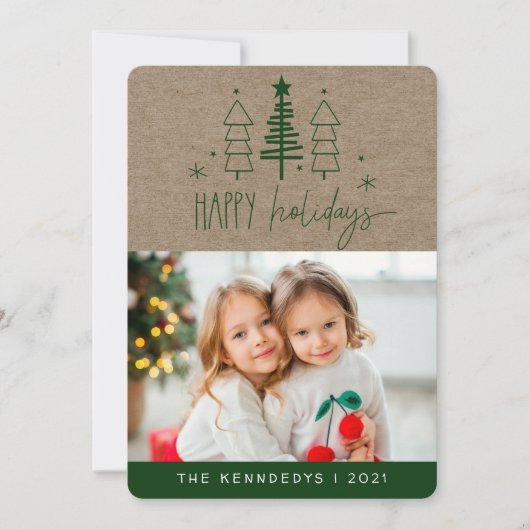 ハッピン素朴グホリデーズフォトプレイドクリスマスカード シーズンカード (正面)
