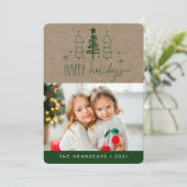 ハッピン素朴グホリデーズフォトプレイドクリスマスカード シーズンカード (スタンド正面)