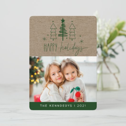 ハッピン素朴グホリデーズフォトプレイドクリスマスカード シーズンカード (スタンド正面)