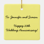 ハッピン結婚グ20周年記念パーソナライズされた名 セラミックオーナメント (裏面)