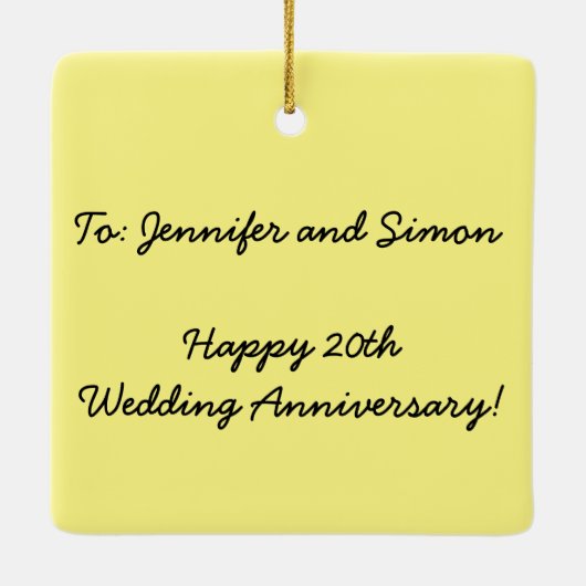 ハッピン結婚グ20周年記念パーソナライズされた名 セラミックオーナメント (裏面)
