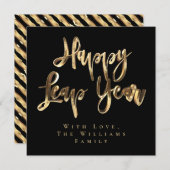 ハッピーうるう年のブエレガントラック&金ゴールドスクリプト シーズンカード (正面/裏面)