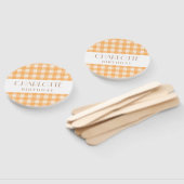 ハッピーおもしろいオレンジのギンガムプレイド誕生日チェック ハンドファン (組立なし)