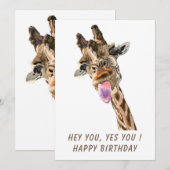 ハッピーおもしろいキリン付き誕生日カよくはしゃぐード (正面/裏面)