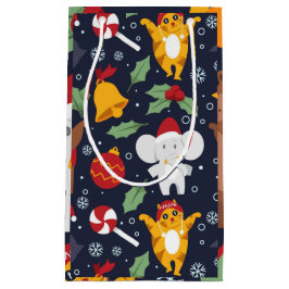 ハッピーおもしろいクリスマスパターン スモールペーパーバッグ