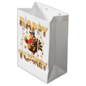 ハッピーおもしろいトルコサンクスギビング ミディアムペーパーバッグ (正面アングル)