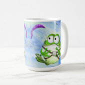 ハッピーおもしろいフロッグパラグライダー コーヒーマグカップ (正面右)