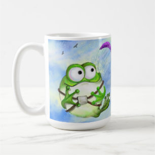 ハッピーおもしろいフロッグパラグライダー コーヒーマグカップ