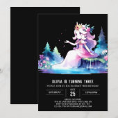 ハッピーおもしろいプリンセス誕生日 招待状 (正面/裏面)