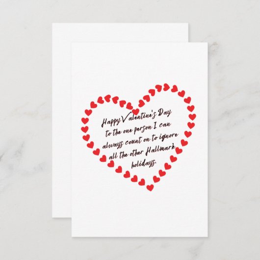 ハッピーおもしろいヴァレンティーンズデイギフト引用文皮肉 サンキューカード (正面/裏面)