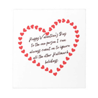 ハッピーおもしろいヴァレンティーンズデイギフト引用文皮肉 ノートパッド