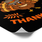 ハッピーおもしろい感謝祭トルコ家族男性の女性 ポスター (角)