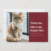 ハッピーおもしろい顔ペットフォトクリスマスホリデーカード シーズンカード (正面)