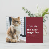 ハッピーおもしろい顔ペットフォトクリスマスホリデーカード シーズンカード (スタンド正面)