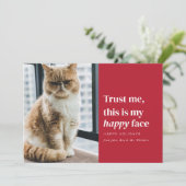 ハッピーおもしろい顔ペットフォトクリスマスホリデーカード シーズンカード (スタンド正面)