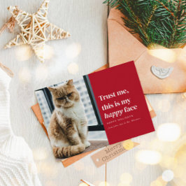 ハッピーおもしろい顔ペットフォトクリスマスホリデーカード シーズンカード