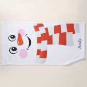 ハッピーおもしろい顔雪だるまクリスマスビーチタオル ビーチタオル (正面)