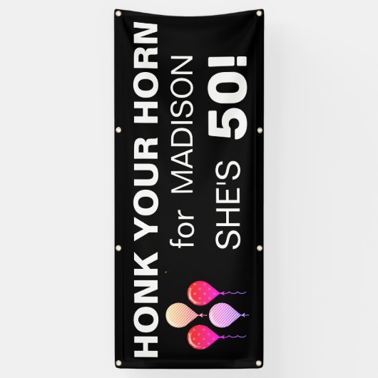 ハッピーおもしろい50誕生日ホンクユアホーンアウトドア 横断幕 (縦)