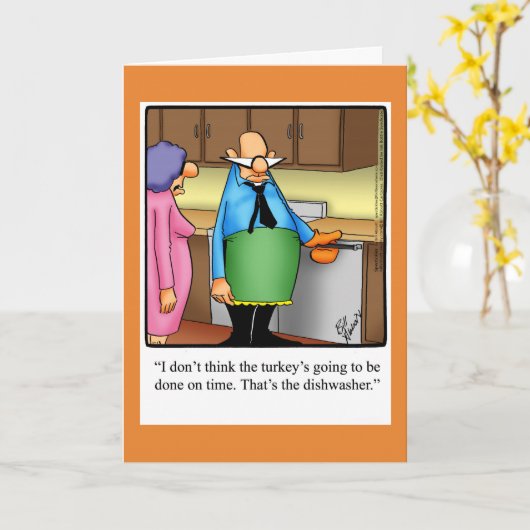 ハッピーおもしろい・サンクスギビング・ユーモア・グレティング・カード カード (黄色い花)