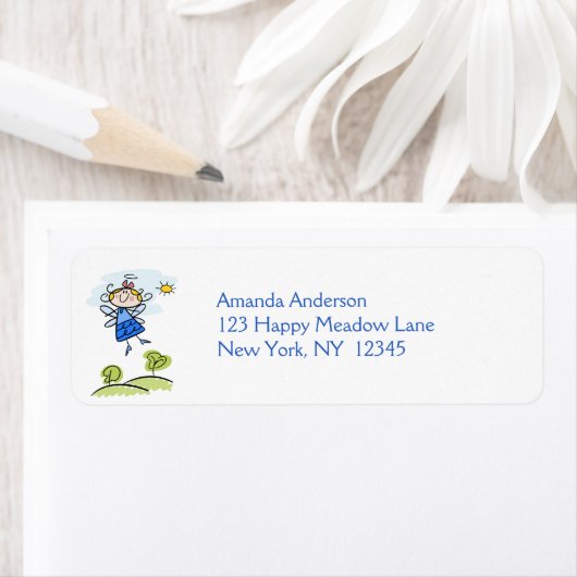ハッピーお洒落エンジェルフェアリー外飛んでいる部 ラベル (インサイチュ)